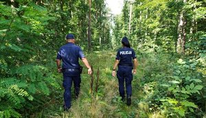 Policjanci w lesie.