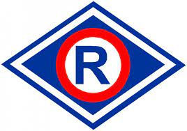 Symbol ruchu drogowego. Litera R w rombie.