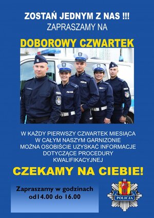 plakat doborowy policjanci przy radiowozie