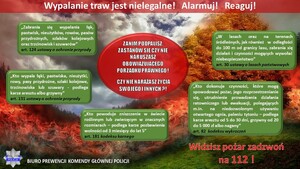grafika informująca o zagrożeniu jakie niesie ze sobą wypalanie traw