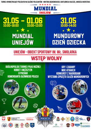 plakat na mundurowy dzień dziecka i mundial uniejów