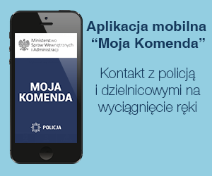 telefon komórkowy i promocja aplikacji "Moja Komenda"
