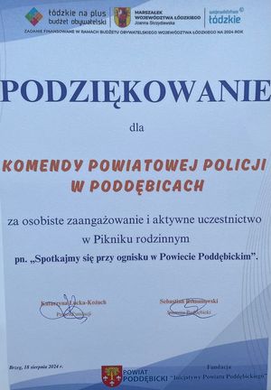 Dziecko w radiowozie, podziękowanie.