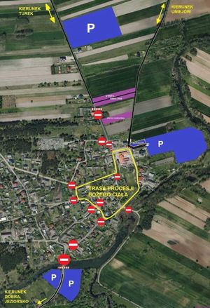 Mapa ze zmianą organizacji ruchu.