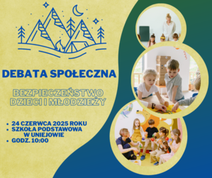 Plakat informujący o debacie społecznej.