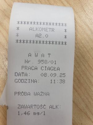 Wydruk stanu trzeźwości.