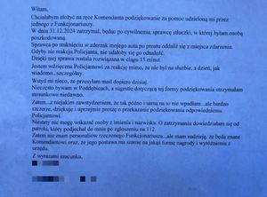 Tekst podziękowań.