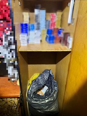 Zabezpieczone papierosy i tytoń.