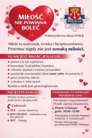 Plakat z napisem "Miłość nie powinna boleć".