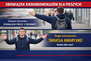 Plakat z mężczyzną, który ma rozłożone ręce.
