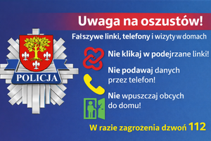 Plakat z napisem Uważaj na oszustów.