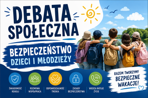 Plakat z napisem debata społeczna.